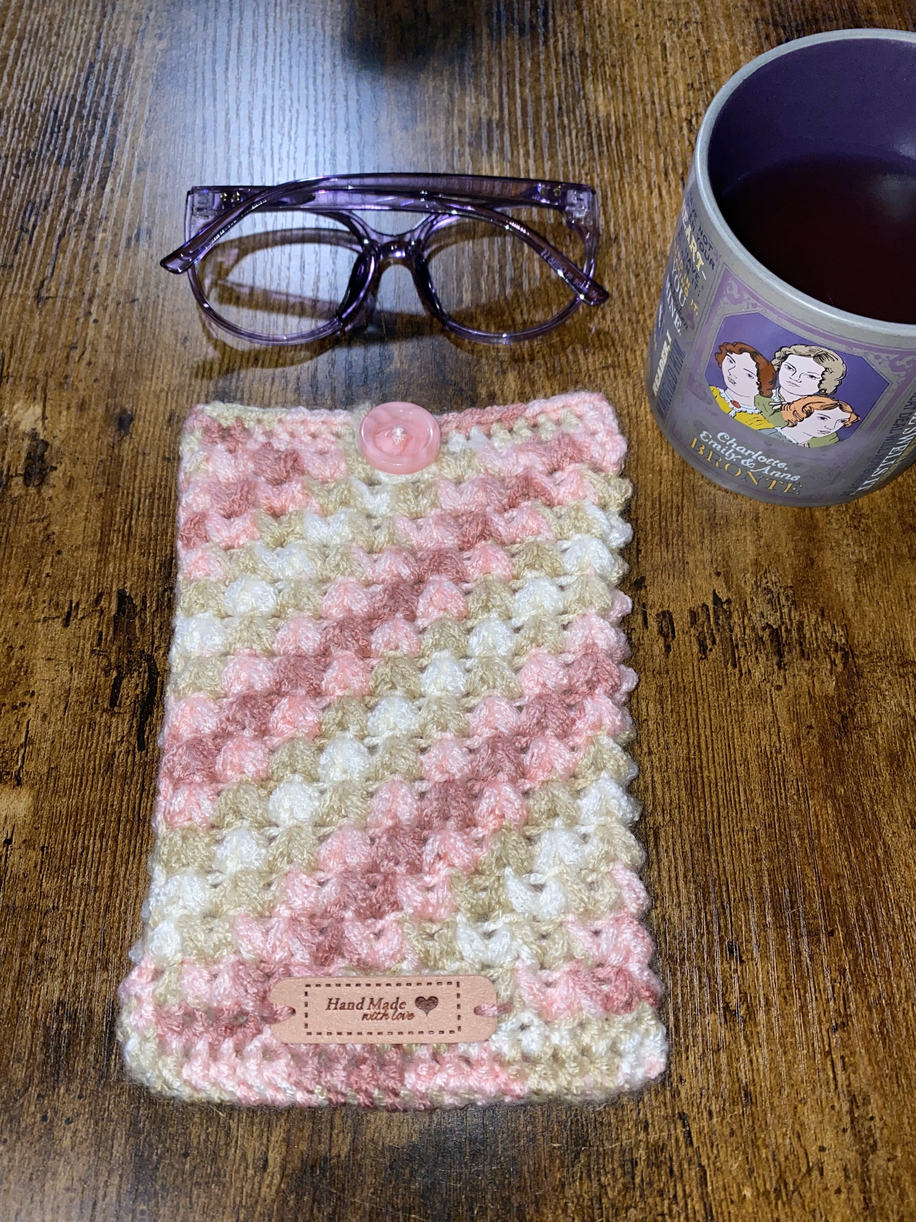 Strawberry Champagne Crochet Tablet E-Reader Book Sleeve