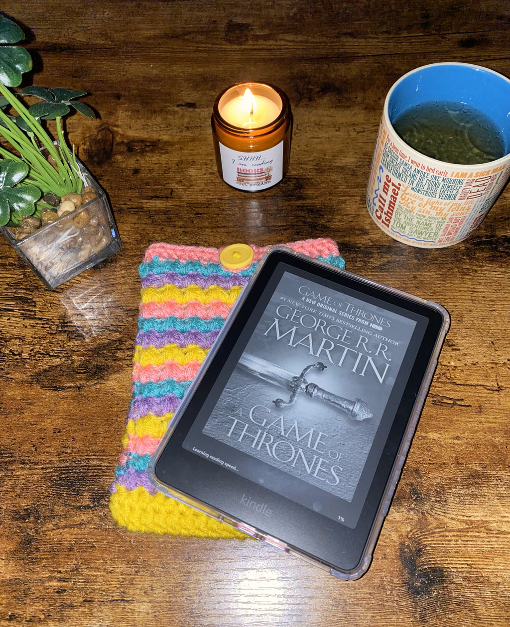 Pastel Pop Crochet Tablet E-Reader Book Sleeve