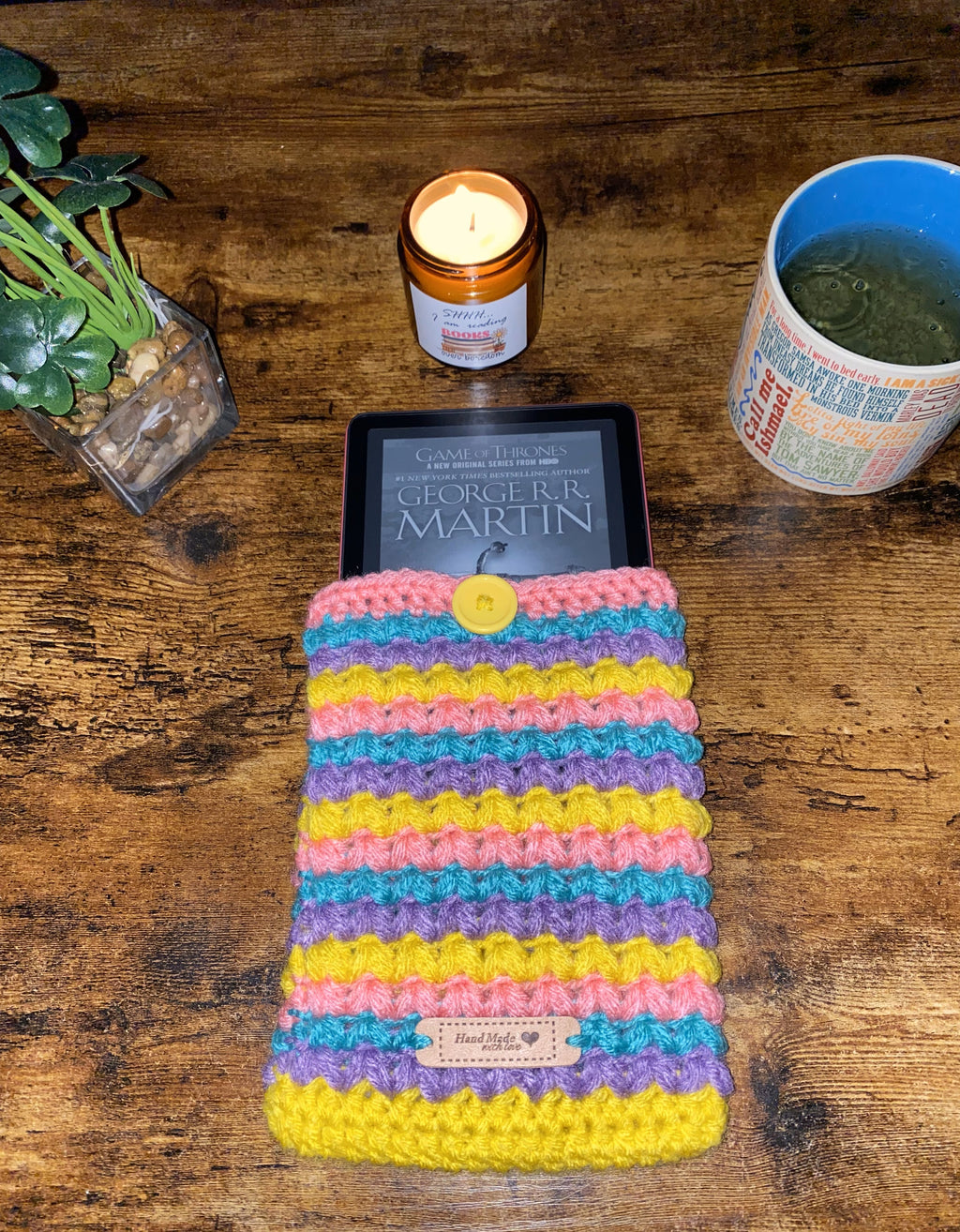 Pastel Pop Crochet Tablet E-Reader Book Sleeve
