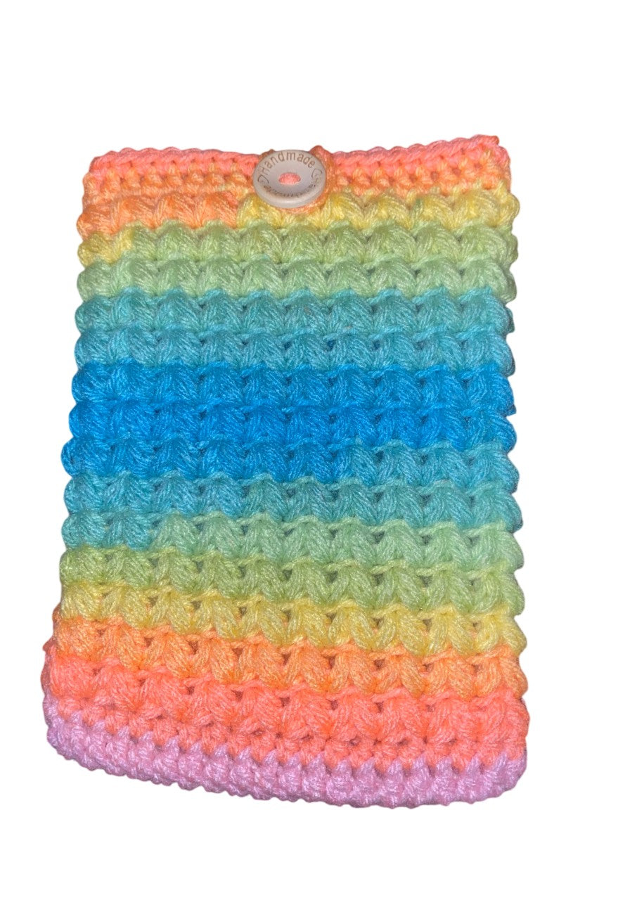 Neon Rainbow Crochet Tablet E-Reader Book Sleeve