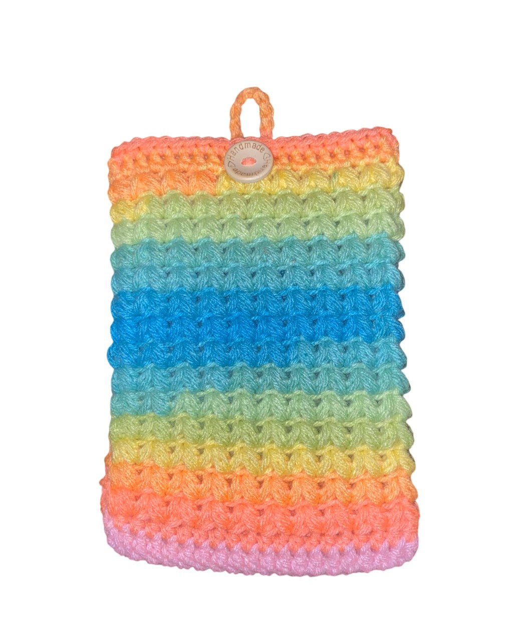 Neon Rainbow Stripe Crochet Tablet E-Reader Book Sleeve