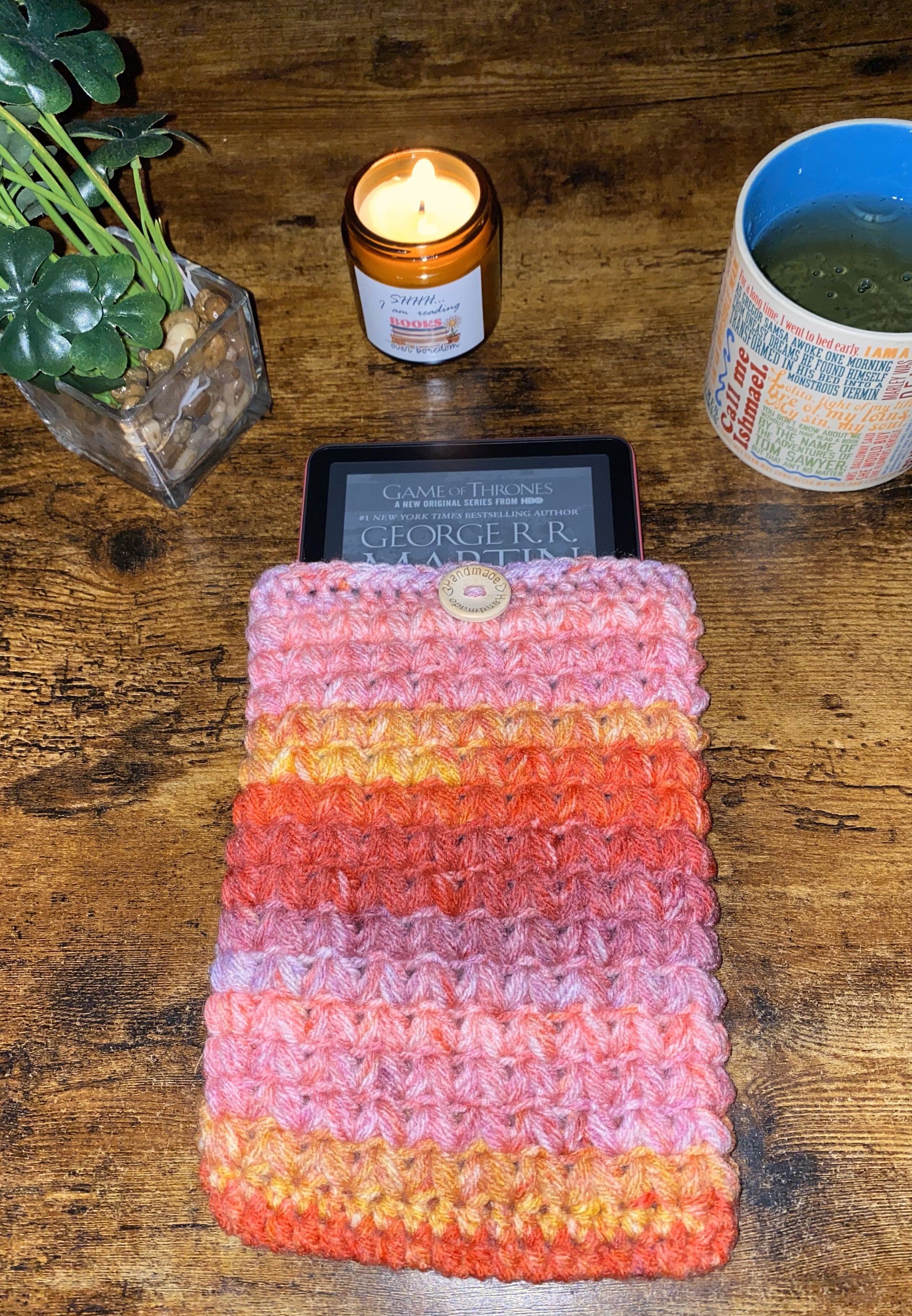 Lemon Berry Crochet Tablet E-Reader Book Sleeve