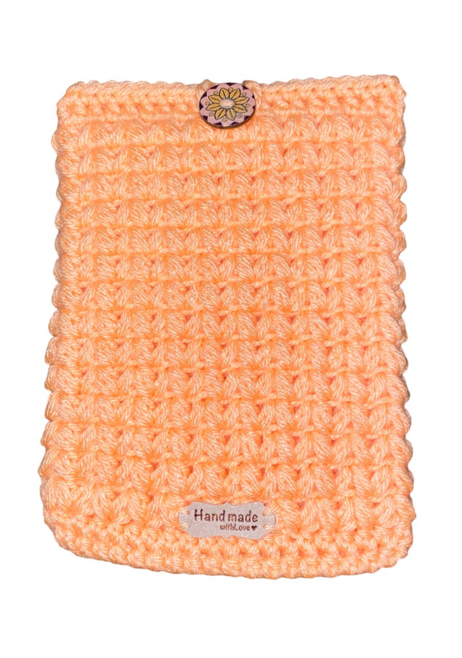 Peach Blossom Crochet Tablet E-Reader Book Sleeve