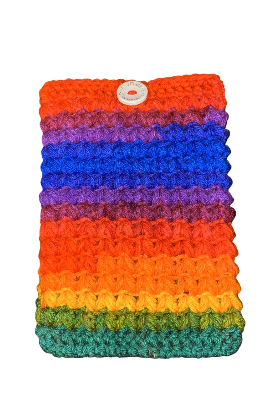Pride Rainbow Crochet Tablet E-Reader Book Sleeve