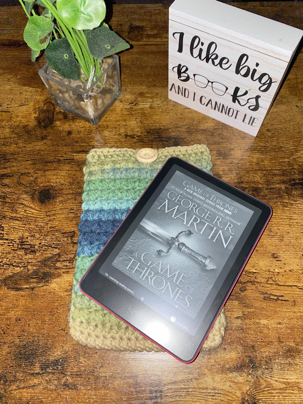 Sandy Shore Crochet Tablet E-Reader Book Sleeve