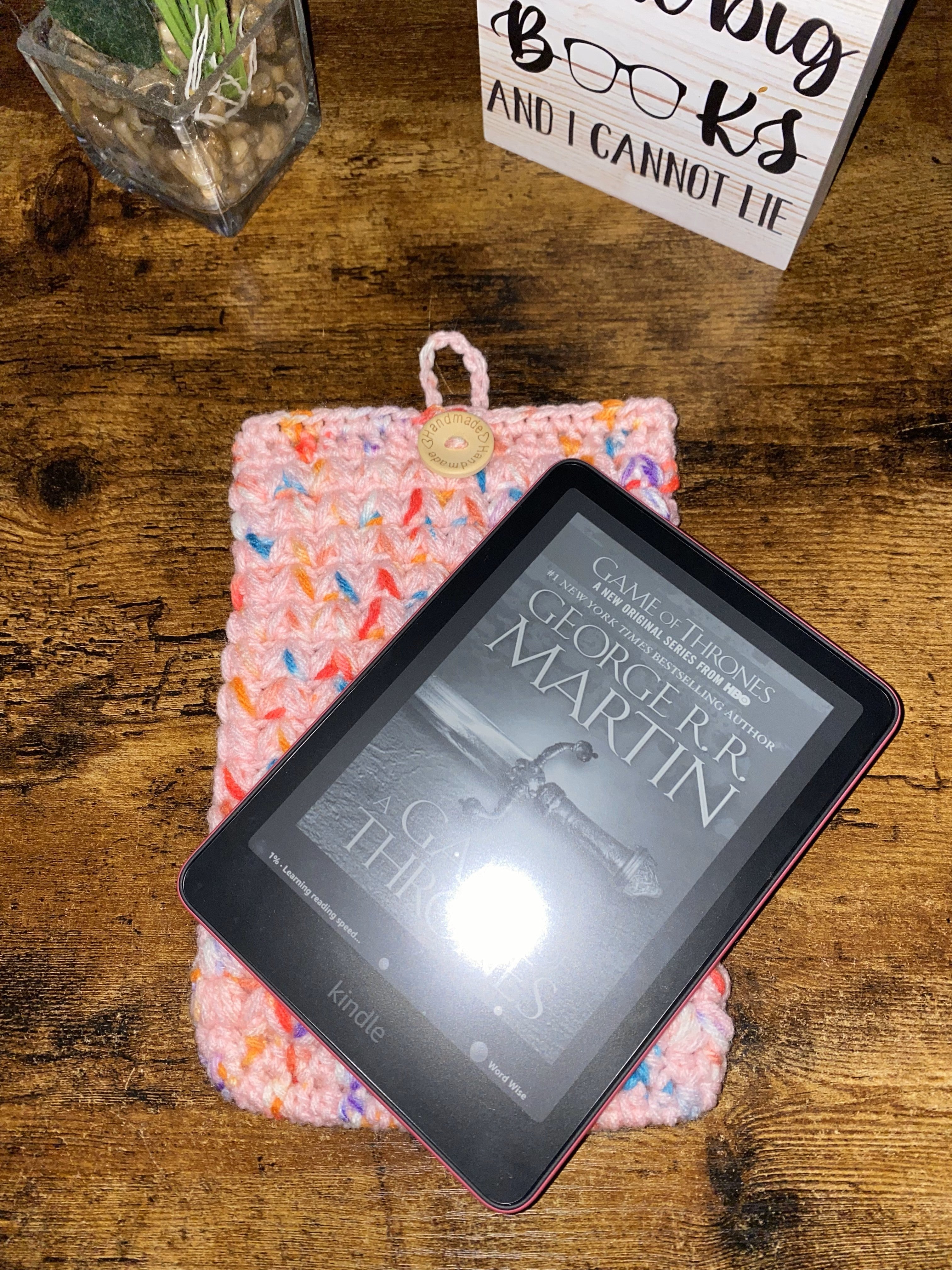 Strawberry Sprinkles Crochet Tablet E-Reader Book Sleeve