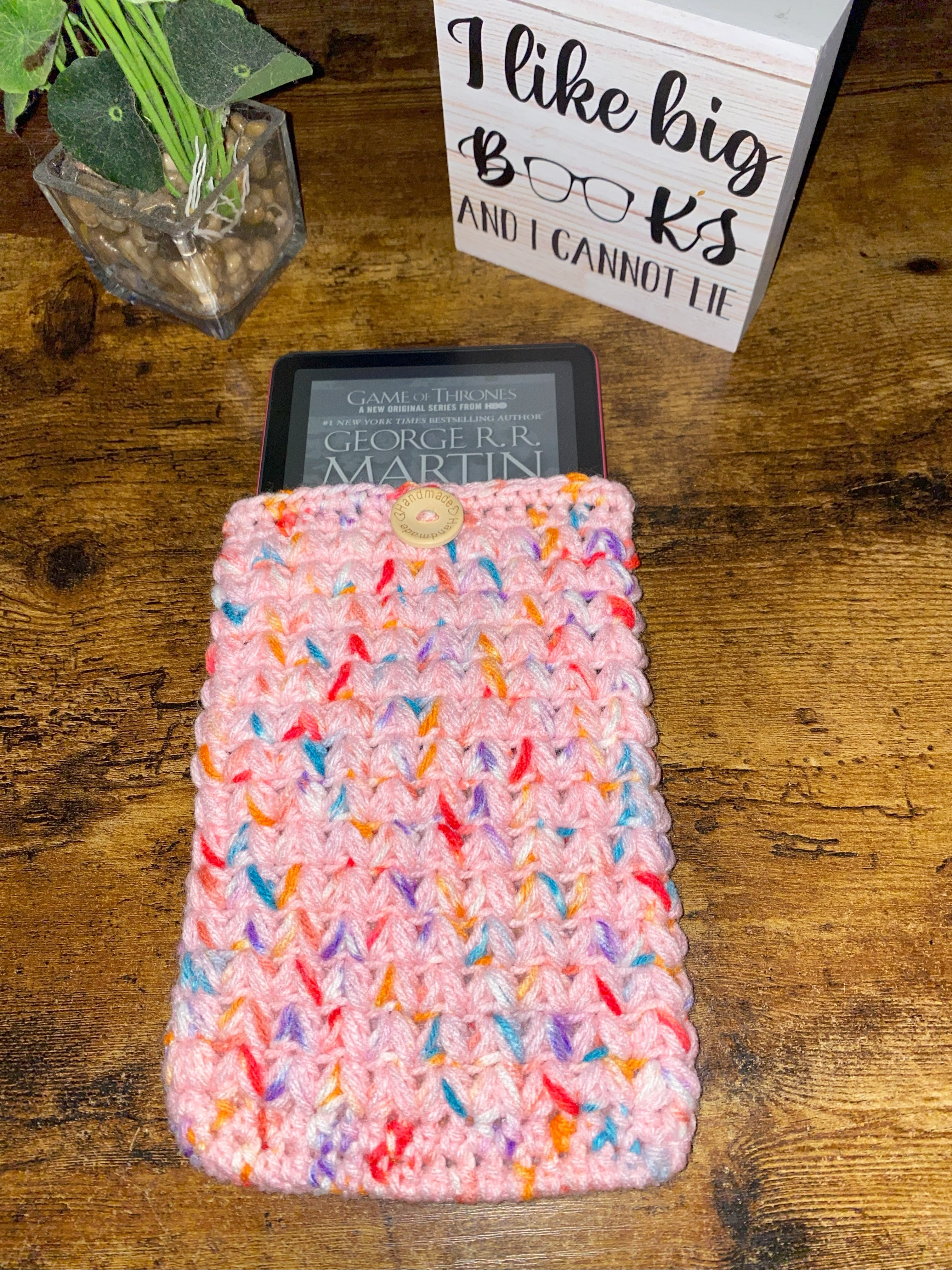 Strawberry Sprinkles Crochet Tablet E-Reader Book Sleeve