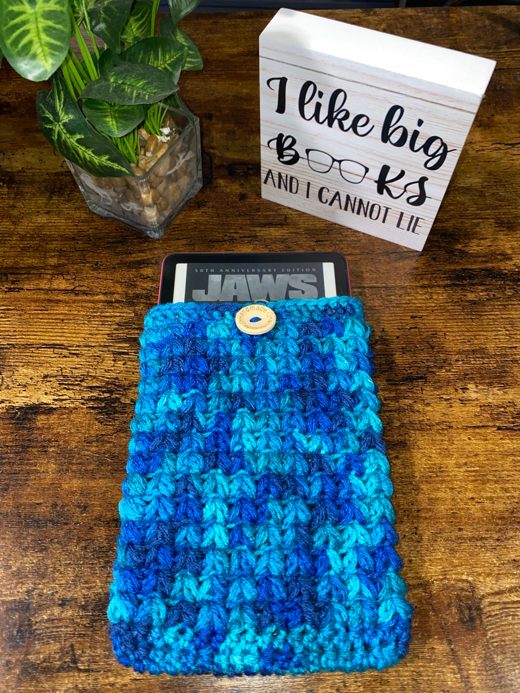 Ocean Waves Crochet Tablet E-Reader Book Sleeve