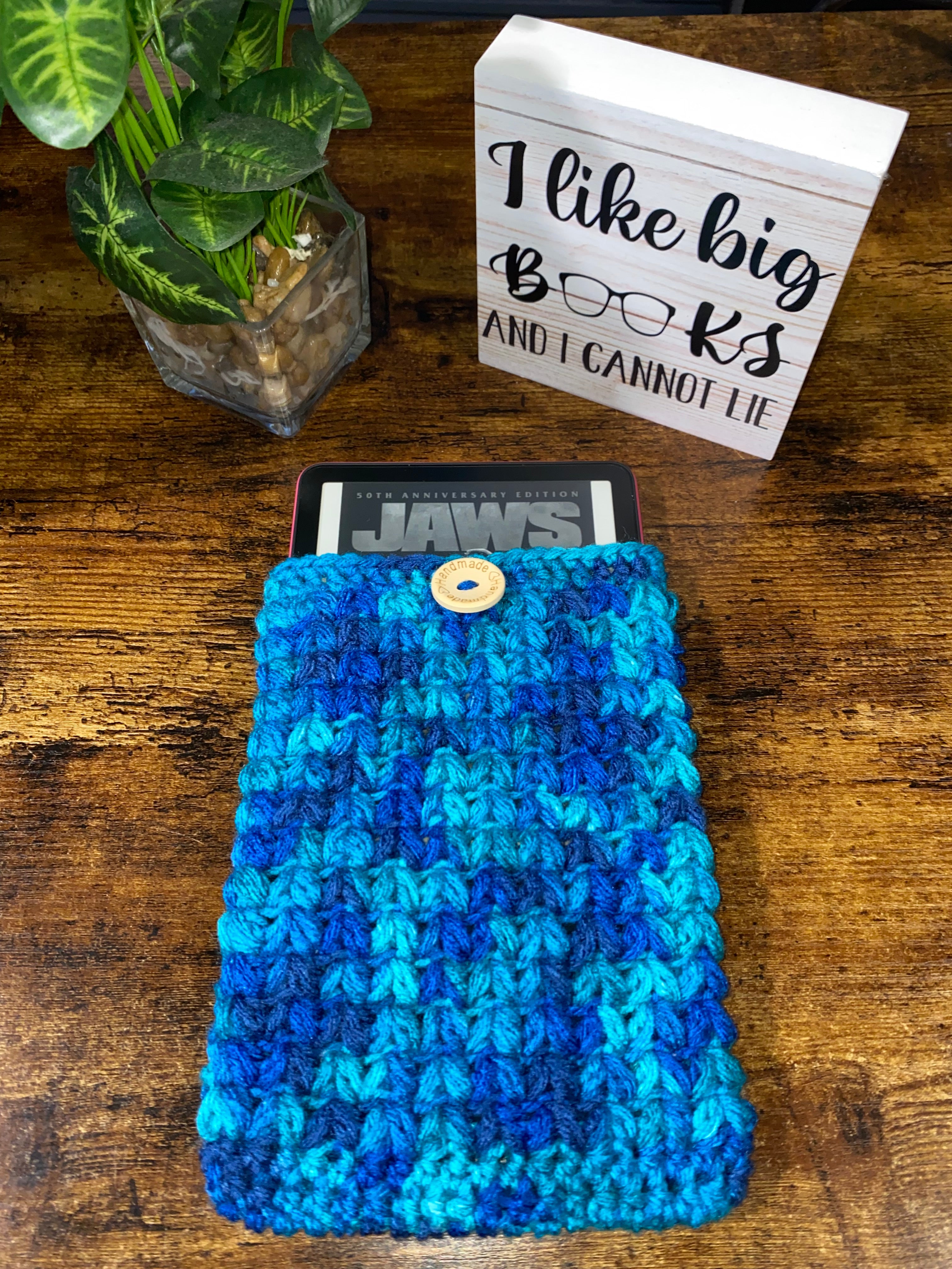 Ocean Waves Crochet Tablet E-Reader Book Sleeve