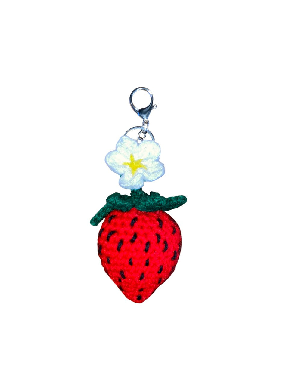 Strawberry Crochet Keychain & Bag Charm — Handmade Cottagecore Accessory