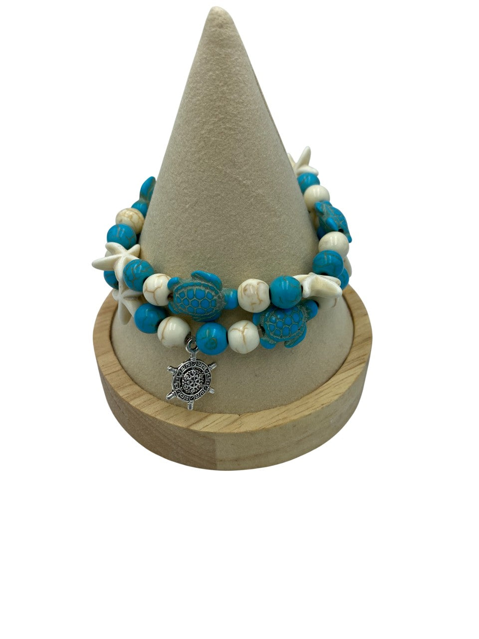 Sea Turtle & Starfish Bracelet Set | Coastal Stone Bead Bracelets