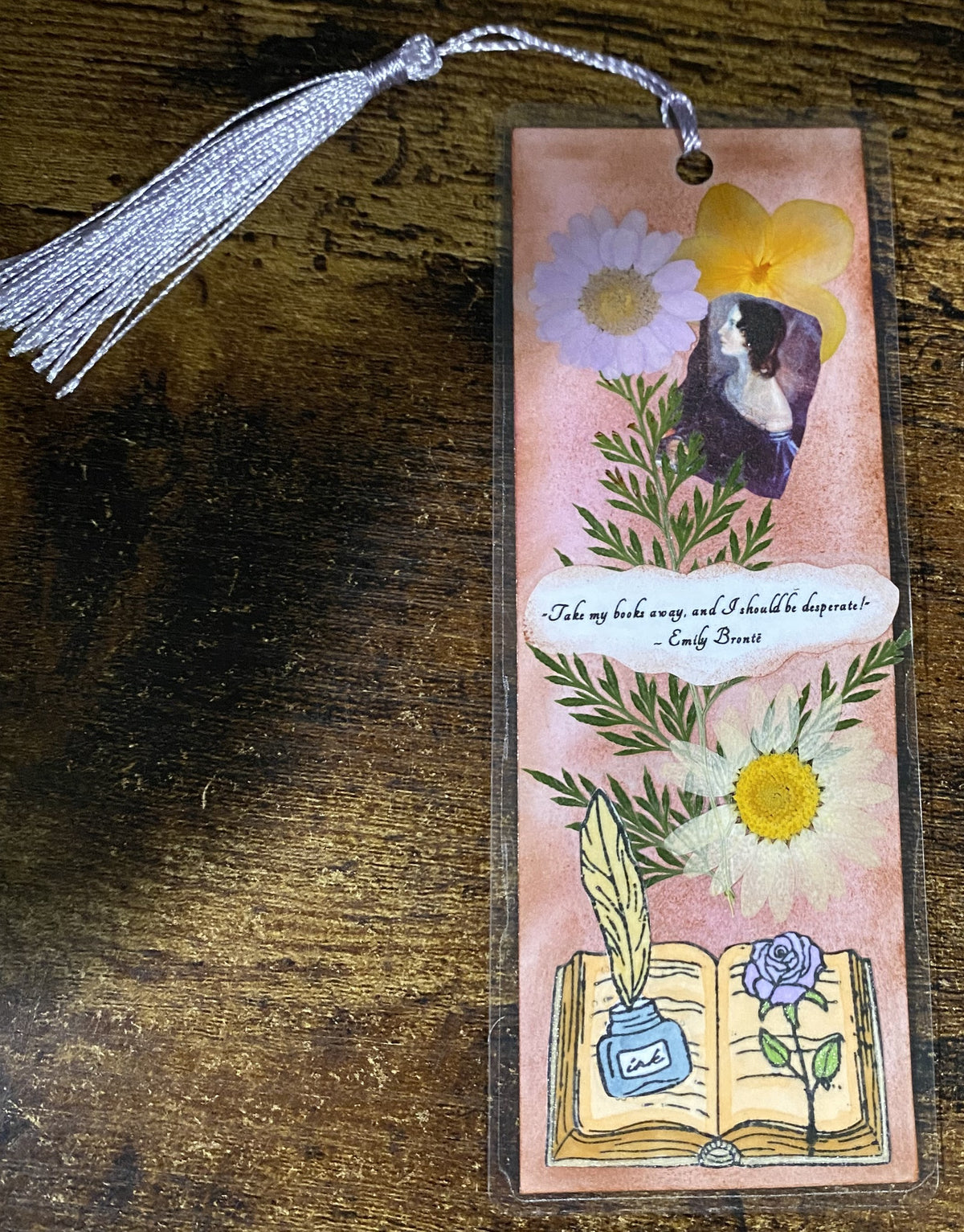 Emily Brontë Pressed Flower Bookmark