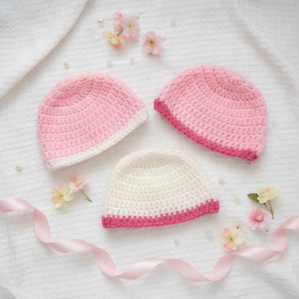Baby Hat Set No Flowers - Flat Lay