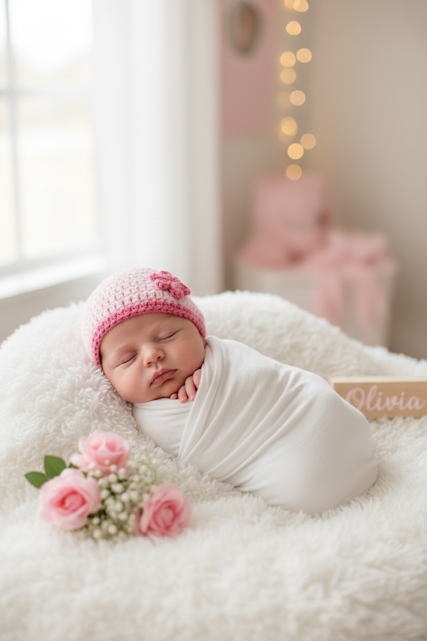 Baby Hat With Flower - Lifestyle
