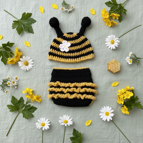 Bumble Bee Baby Crochet Costume Set | Newborn Photo Prop