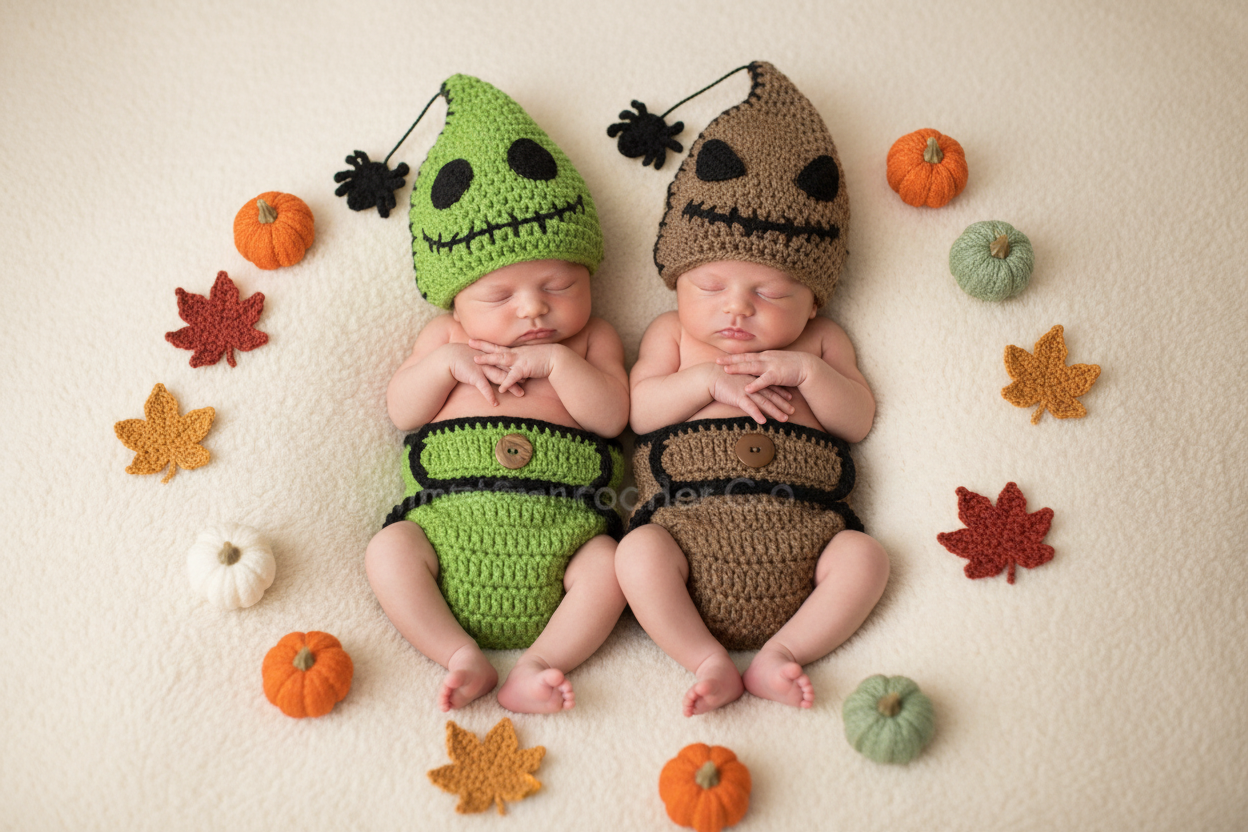 Spooky Sack Monster Baby Crochet Costume Set | Newborn Halloween Photo Prop