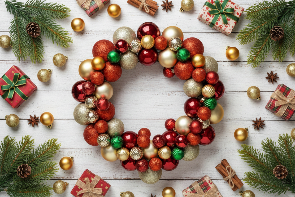Christmas Wreath Flat Lay