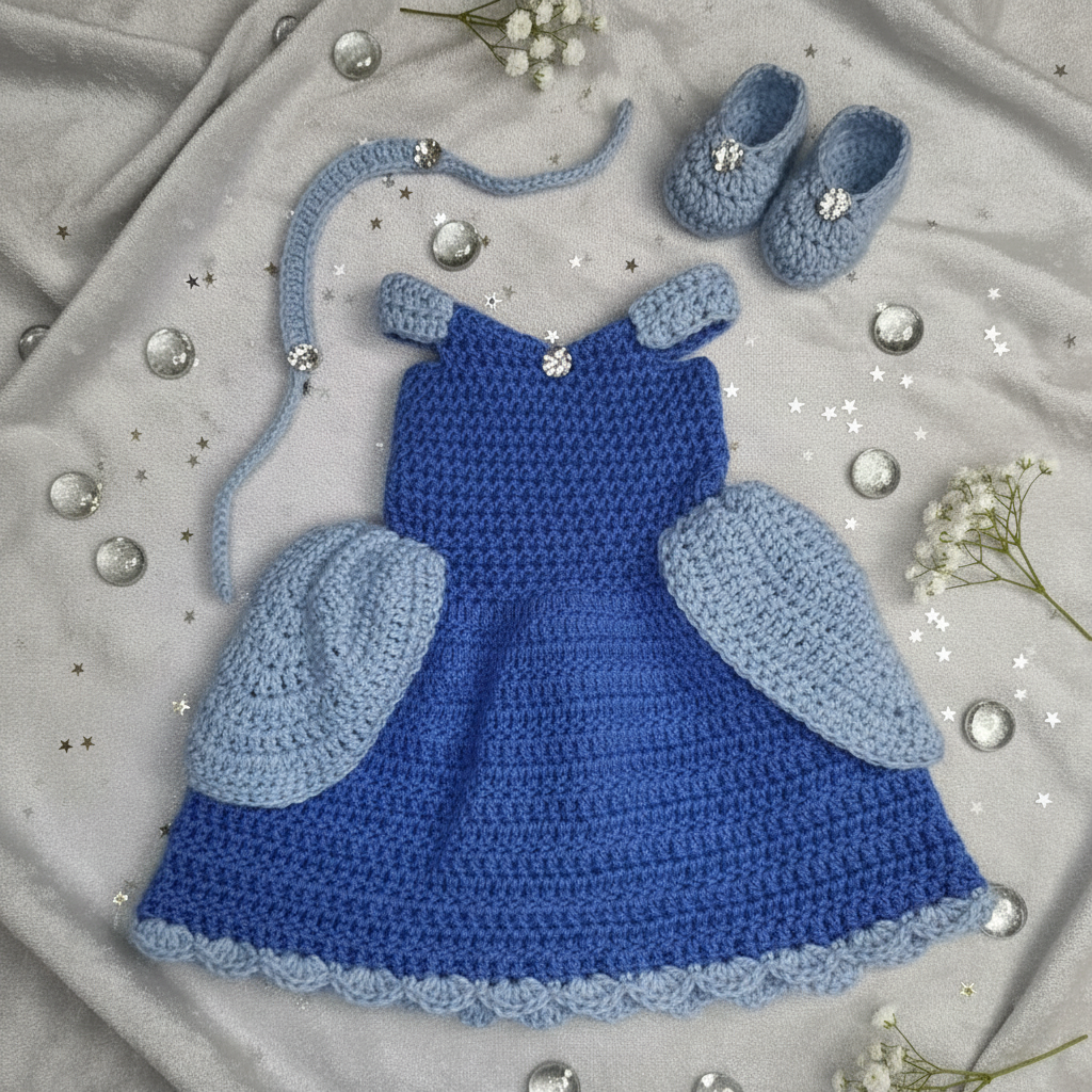 Glass Slipper Princess Crochet Baby Costume Set