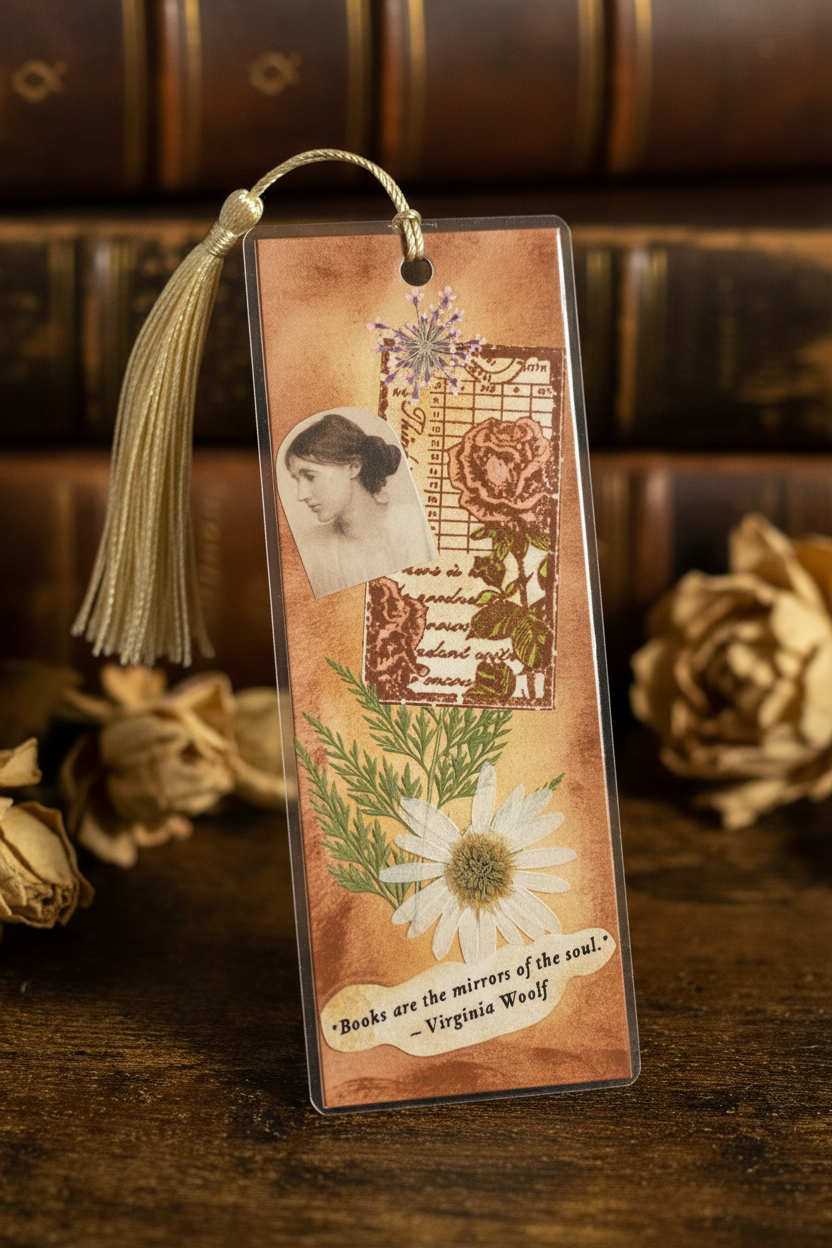 Virginia Woolf Pressed Flower Bookmark