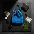 Royal Blue Crochet Drawstring Pouch