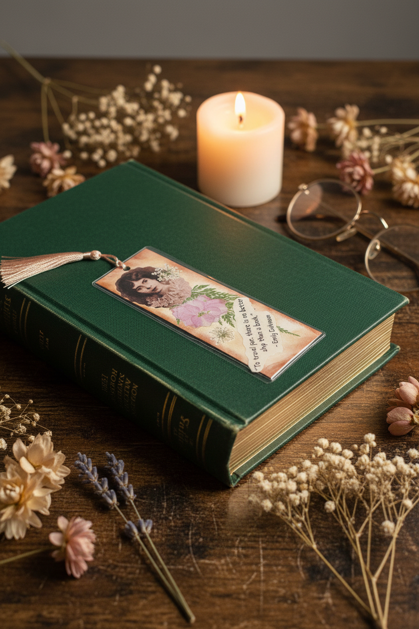 Emily Dickinson Pressed Flower Bookmark