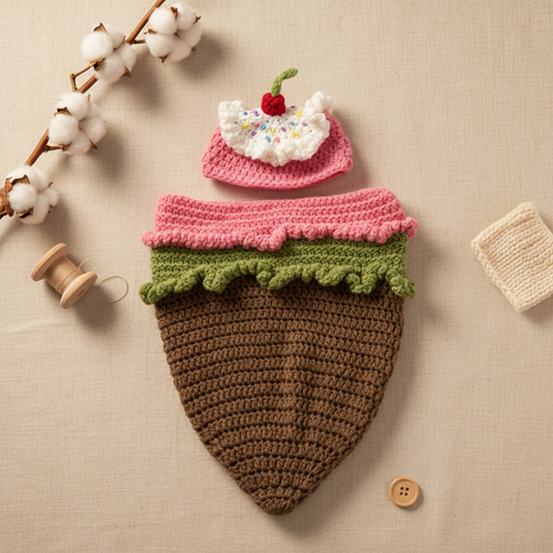Baby Ice Cream Cone Crochet Cocoon Set | Newborn Photo Prop