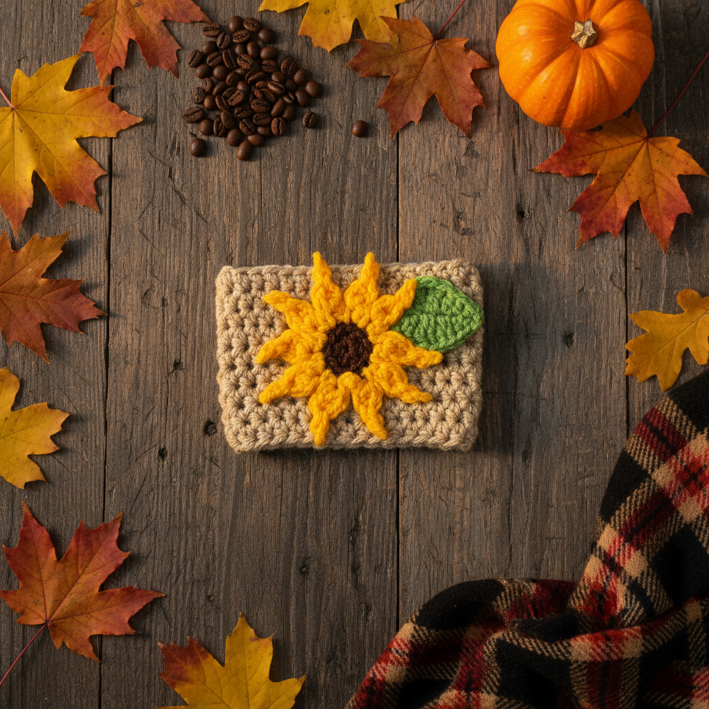 Sunflower Coffee Cup Cozy — Handmade Crochet Sleeve