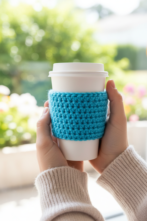 Electric Blue Cup Cozy Lifestyle