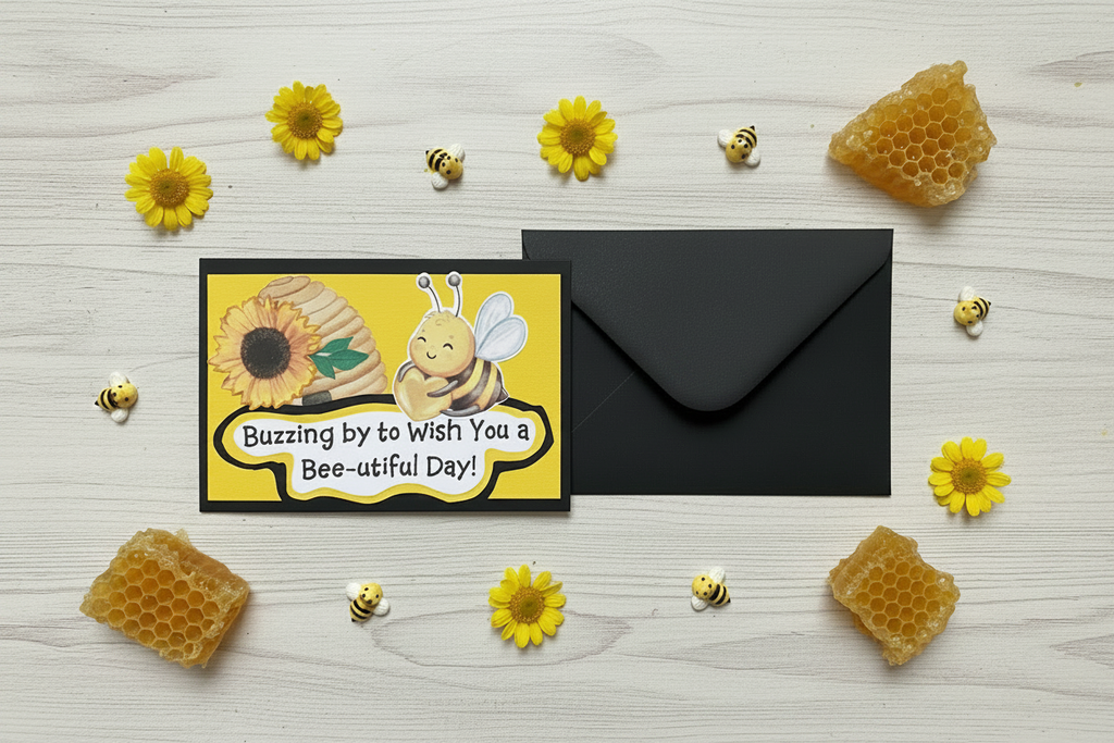 Handmade Bumble Bee Greeting Card with Envelope