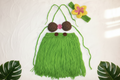 Toddler Hula Costume Set | Crochet Fringe Skirt Coconut Bra & Flower Headband