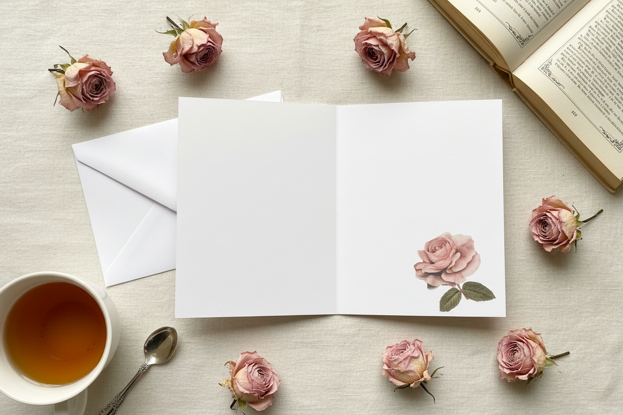 Flat lay interior - open book style