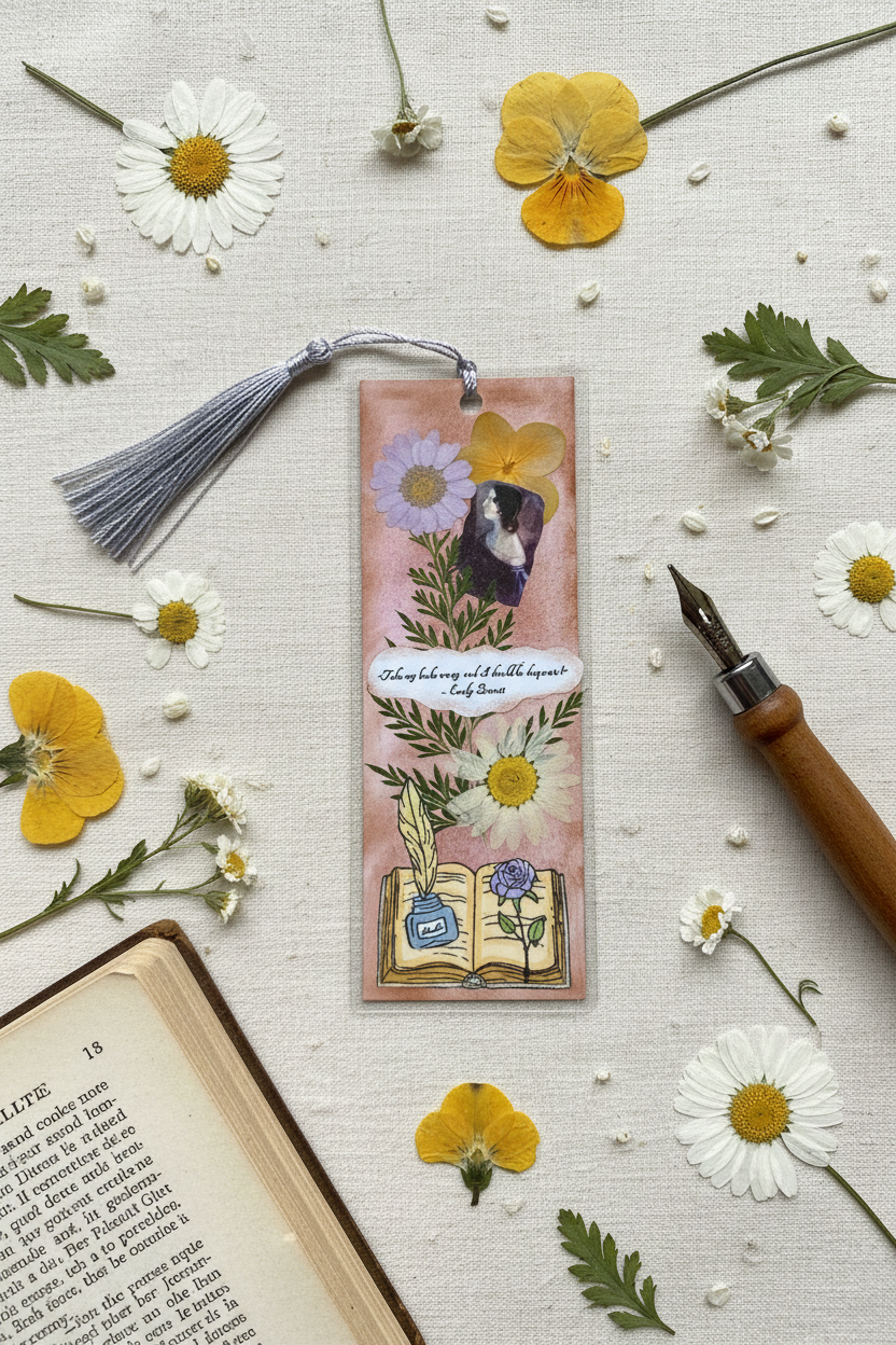 Emily Brontë Pressed Flower Bookmark