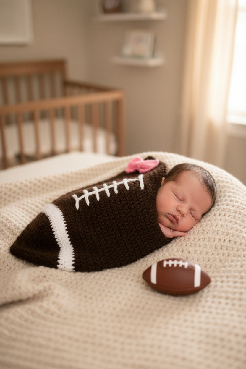 Football Cocoon with Pink Bow - Lifestyle