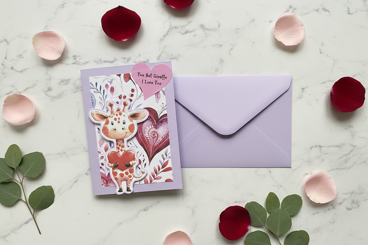 Funny Valentine's Card | You Bet Giraffe I Love You | Giraffe Card