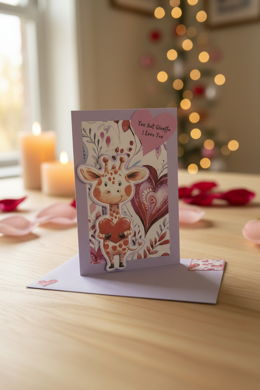 Funny Valentine's Card | You Bet Giraffe I Love You | Giraffe Card