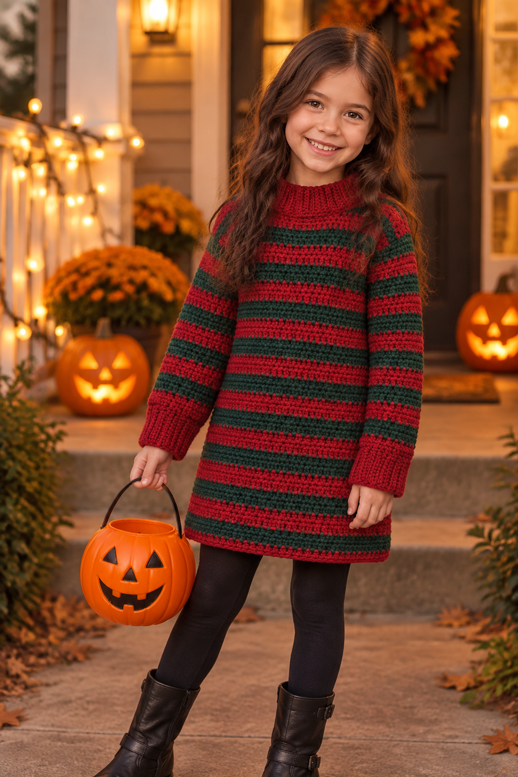 Halloween porch shot with even stripes