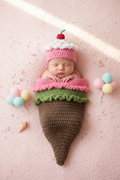 Baby Ice Cream Cone Crochet Cocoon Set | Newborn Photo Prop
