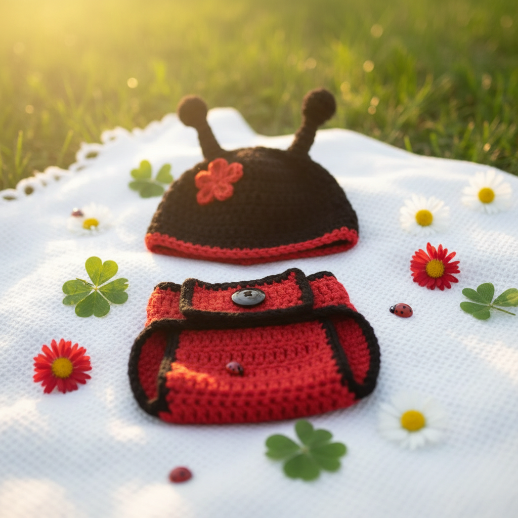 Little Ladybug Crochet Baby Costume Set