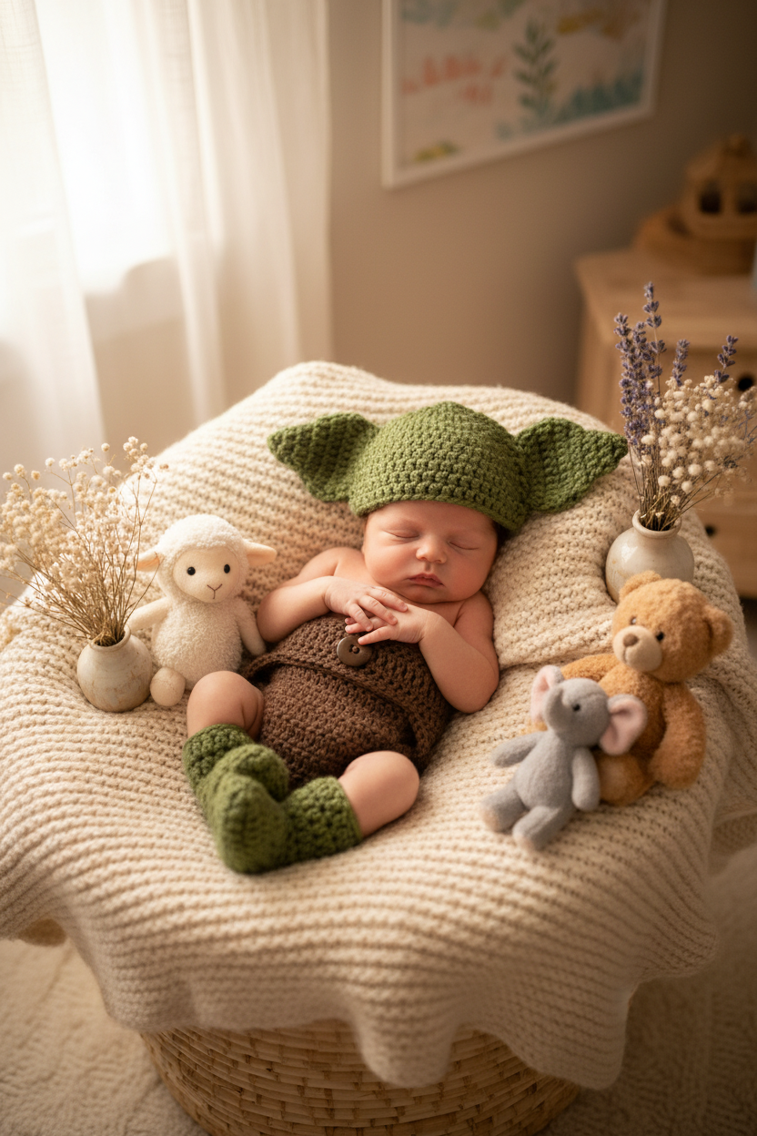 Tiny Sage Master Crochet Baby Costume Set
