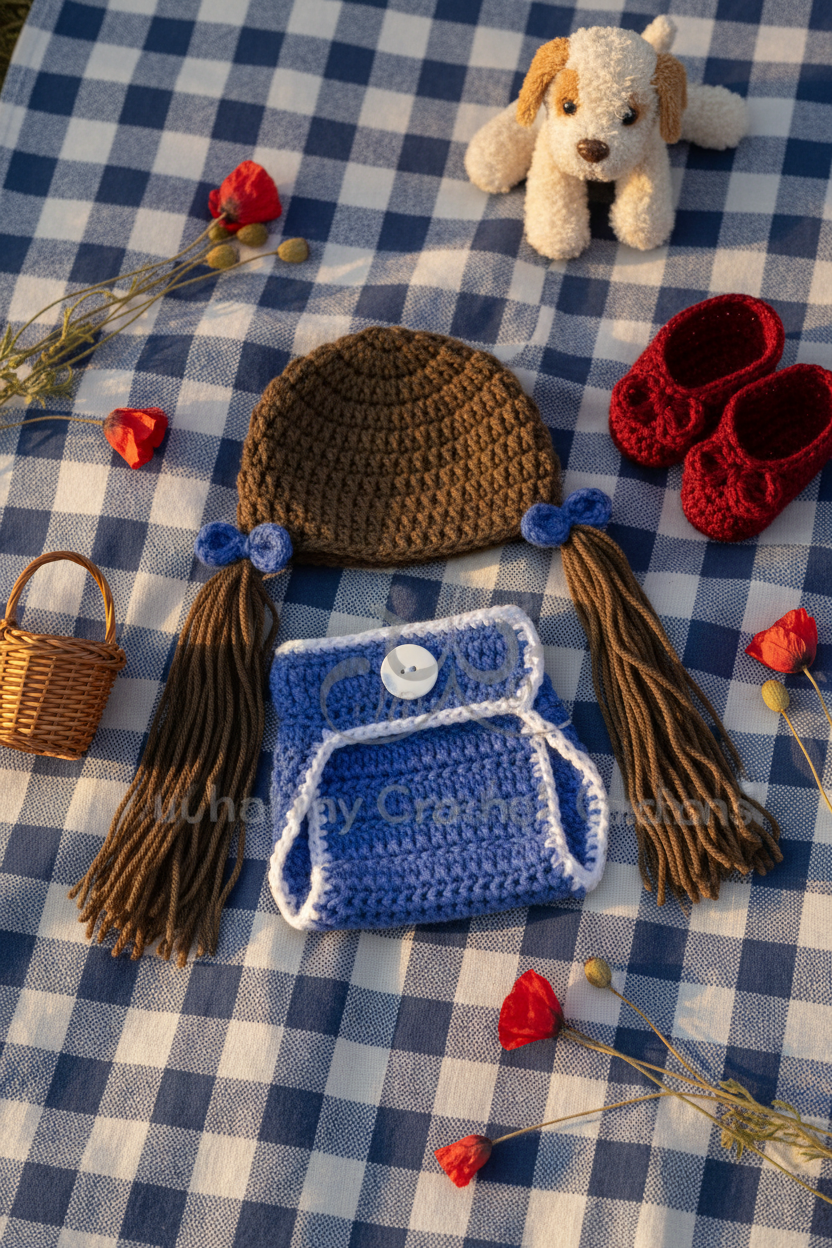 Ruby Slippers Baby Crochet Costume Set | Handmade Halloween & Photo Shoot