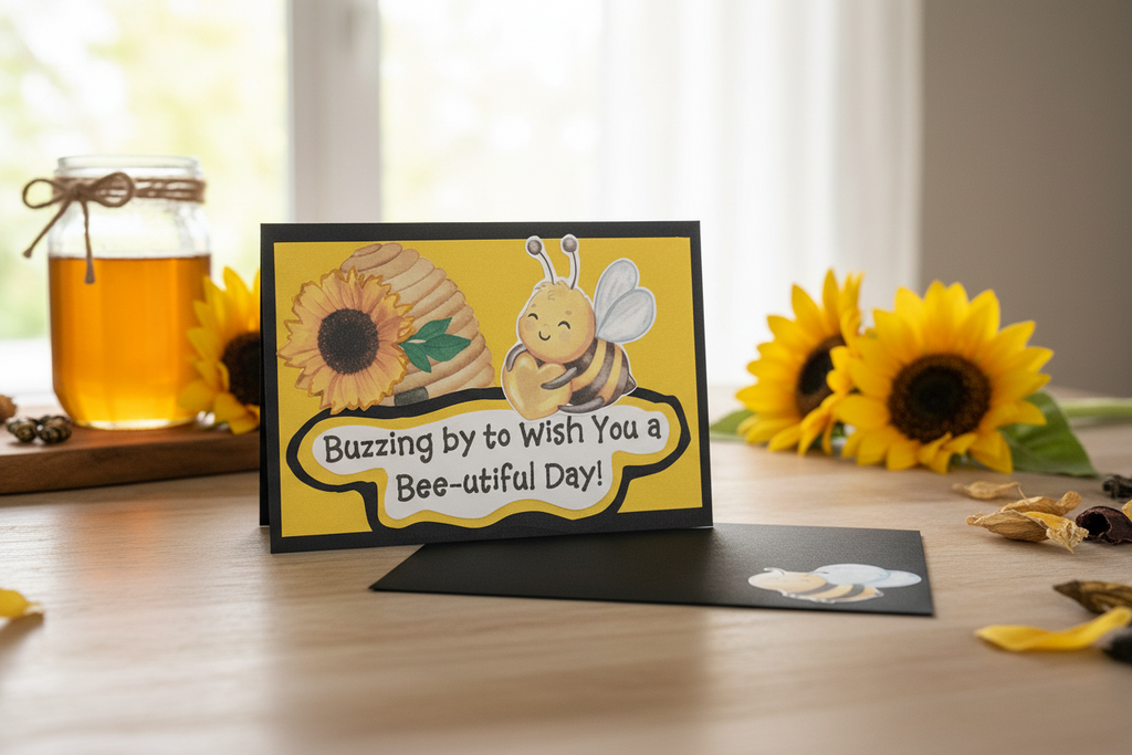 Handmade Bumble Bee Greeting Card with Envelope