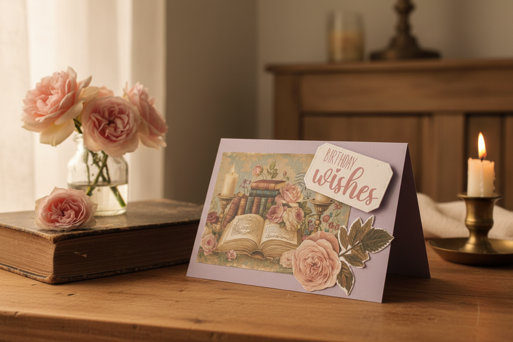 Lifestyle shot of Birthday Wishes easel card