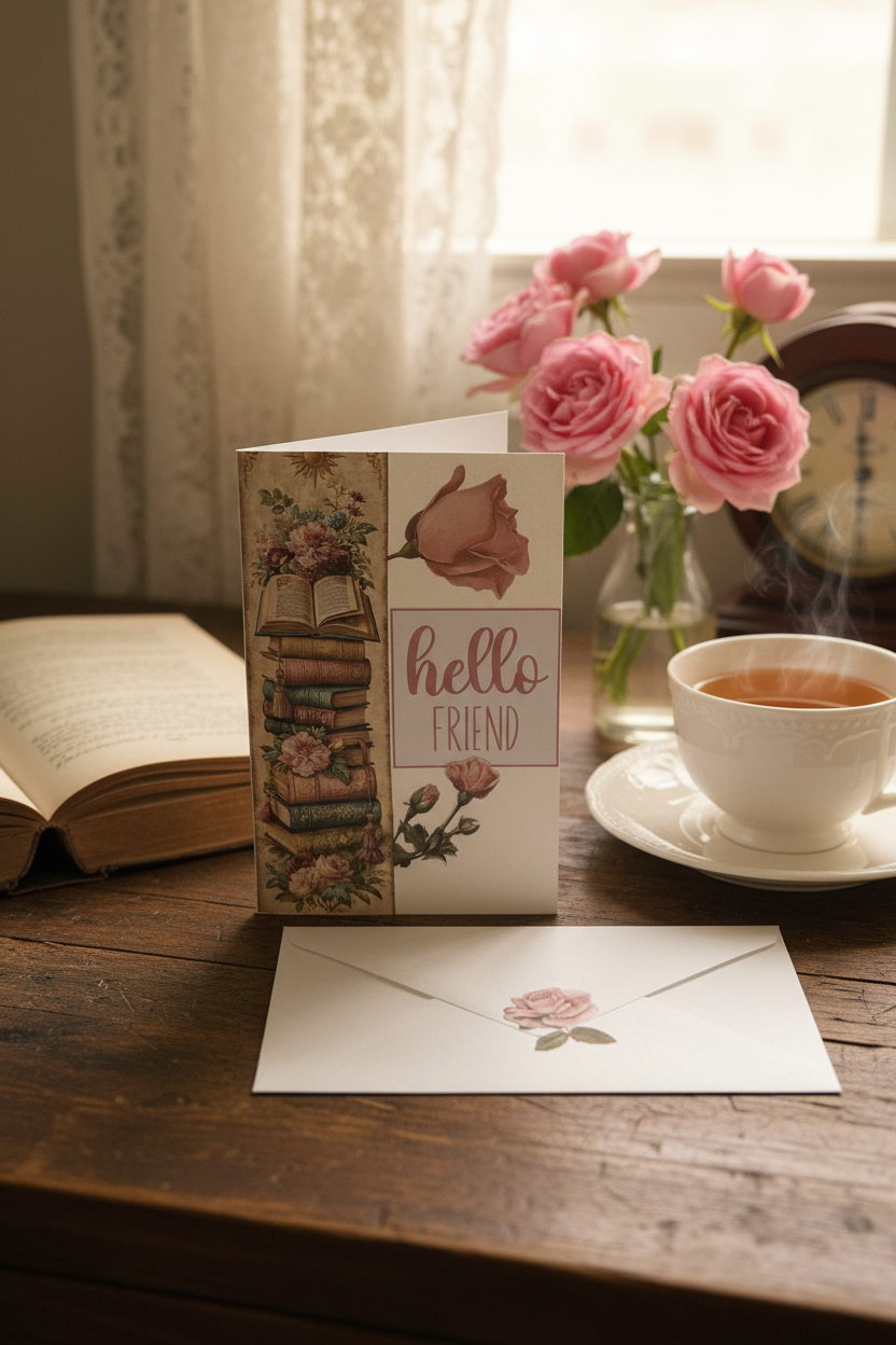 Lifestyle shot of Hello Friend card