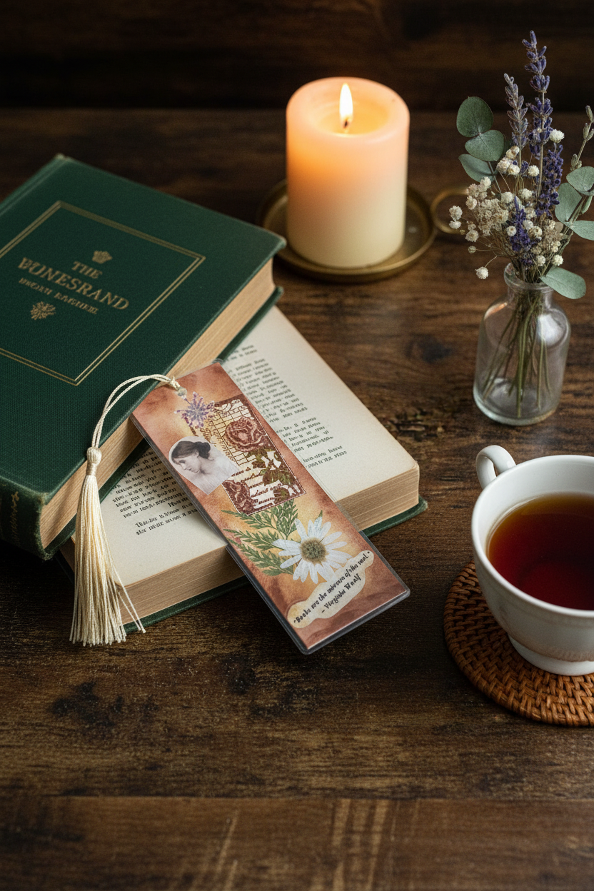 Virginia Woolf Pressed Flower Bookmark
