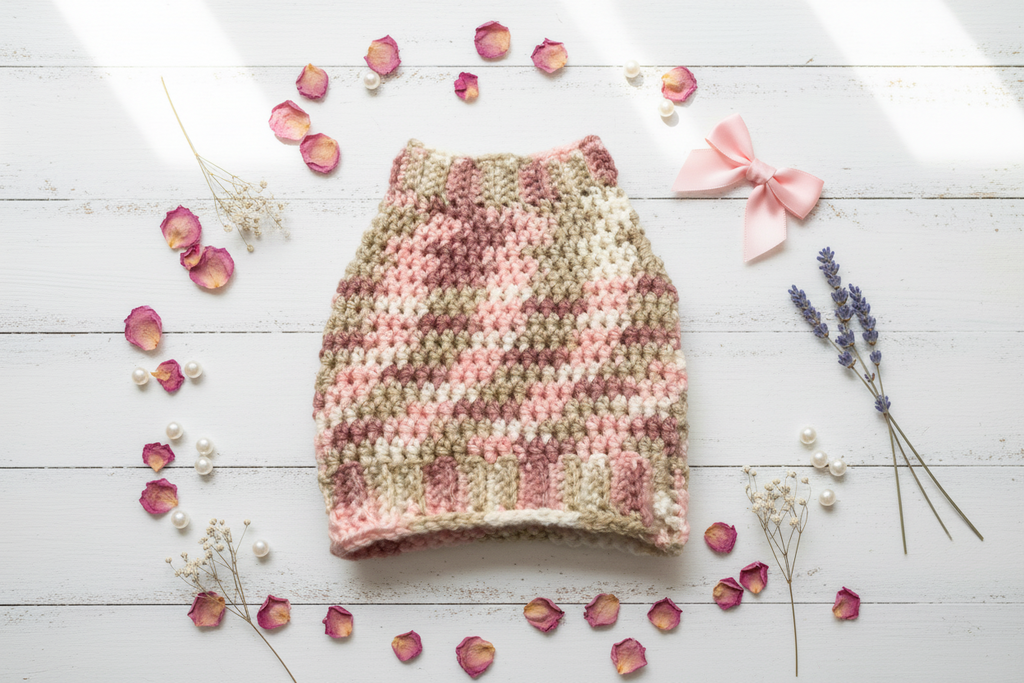Strawberry Champagne Crochet Pet Sweater | Handmade Cat & Small Dog Sweater