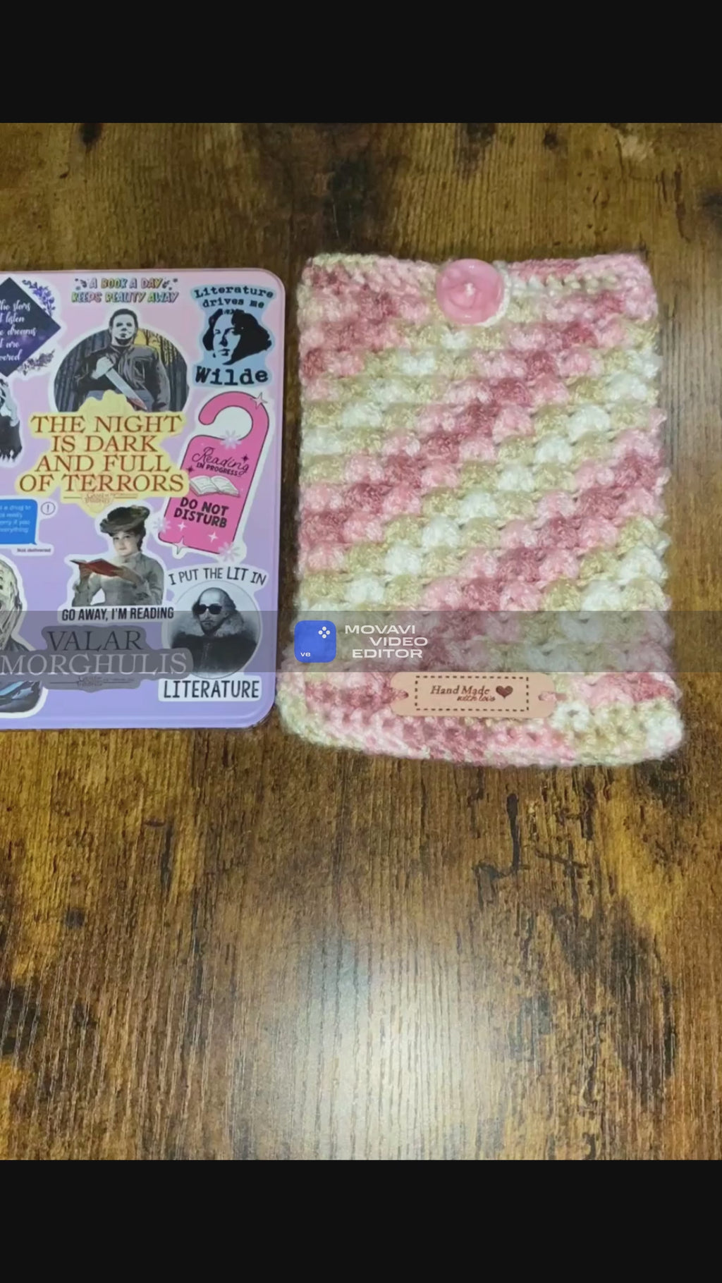 Strawberry Champagne Crochet Tablet E-Reader Book Sleeve