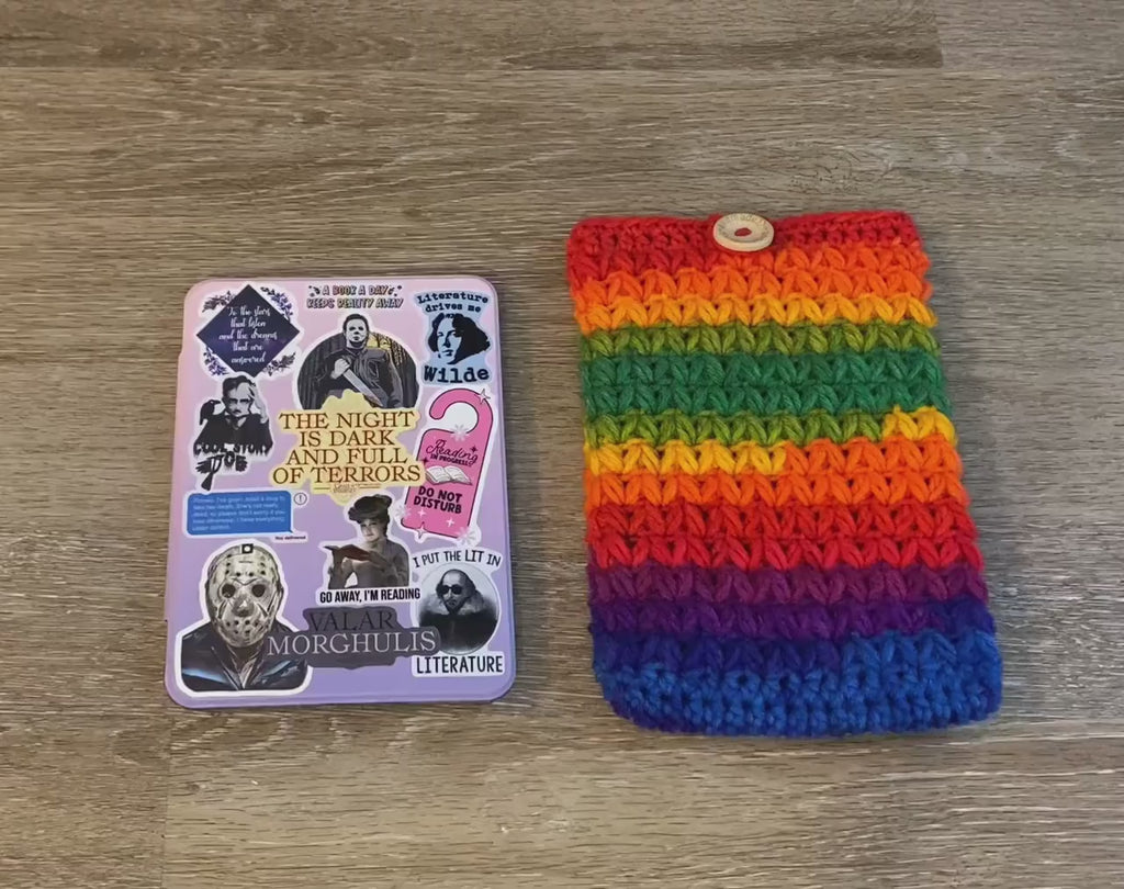 Pride Rainbow Crochet Tablet E-Reader Book Sleeve