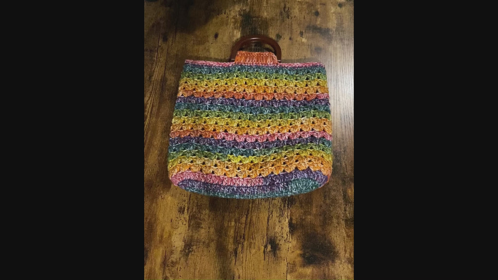 Boho Rainbow Crochet Handbag