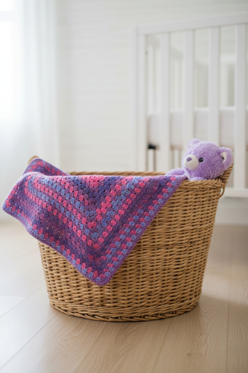 Berry Bliss Granny Square Baby Blanket | Handmade Crochet
