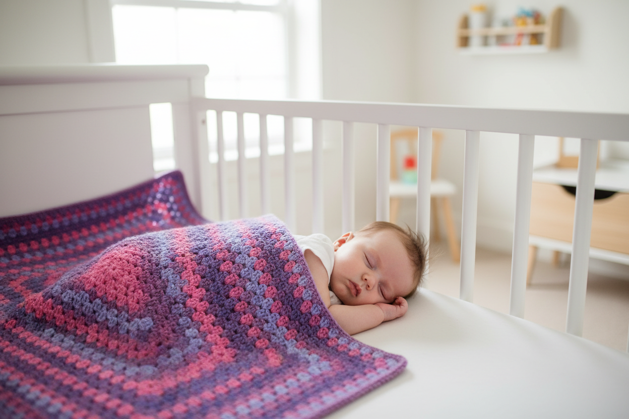 Berry Bliss Granny Square Baby Blanket | Handmade Crochet